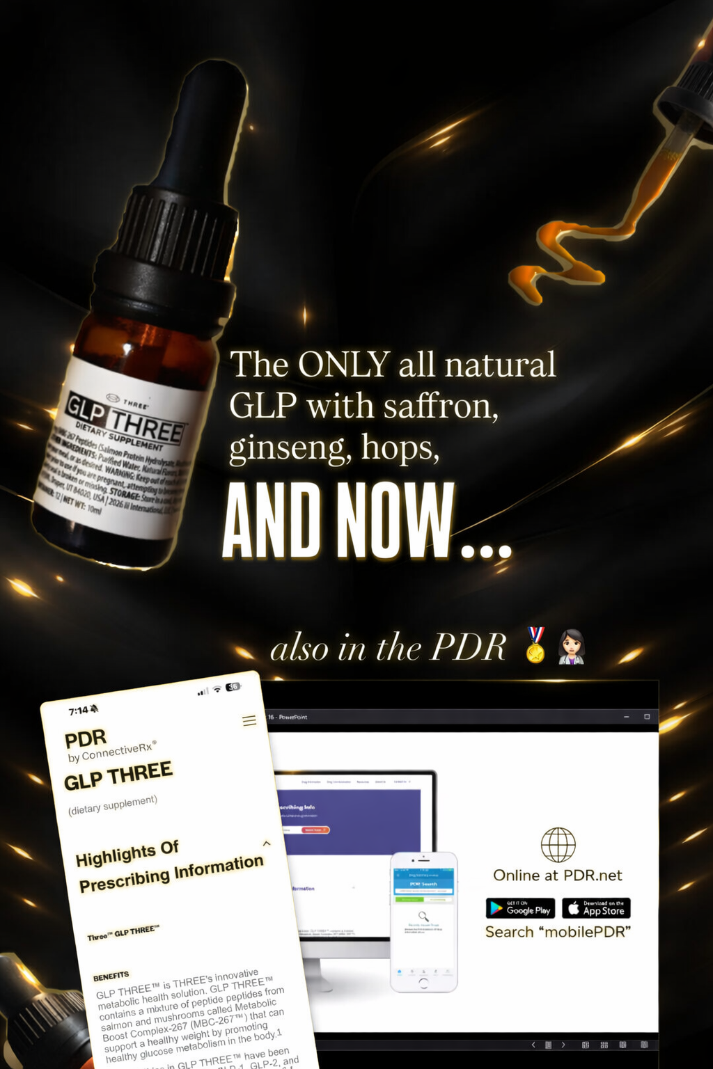 The only all-natural GLP with saffron, ginseng, hops