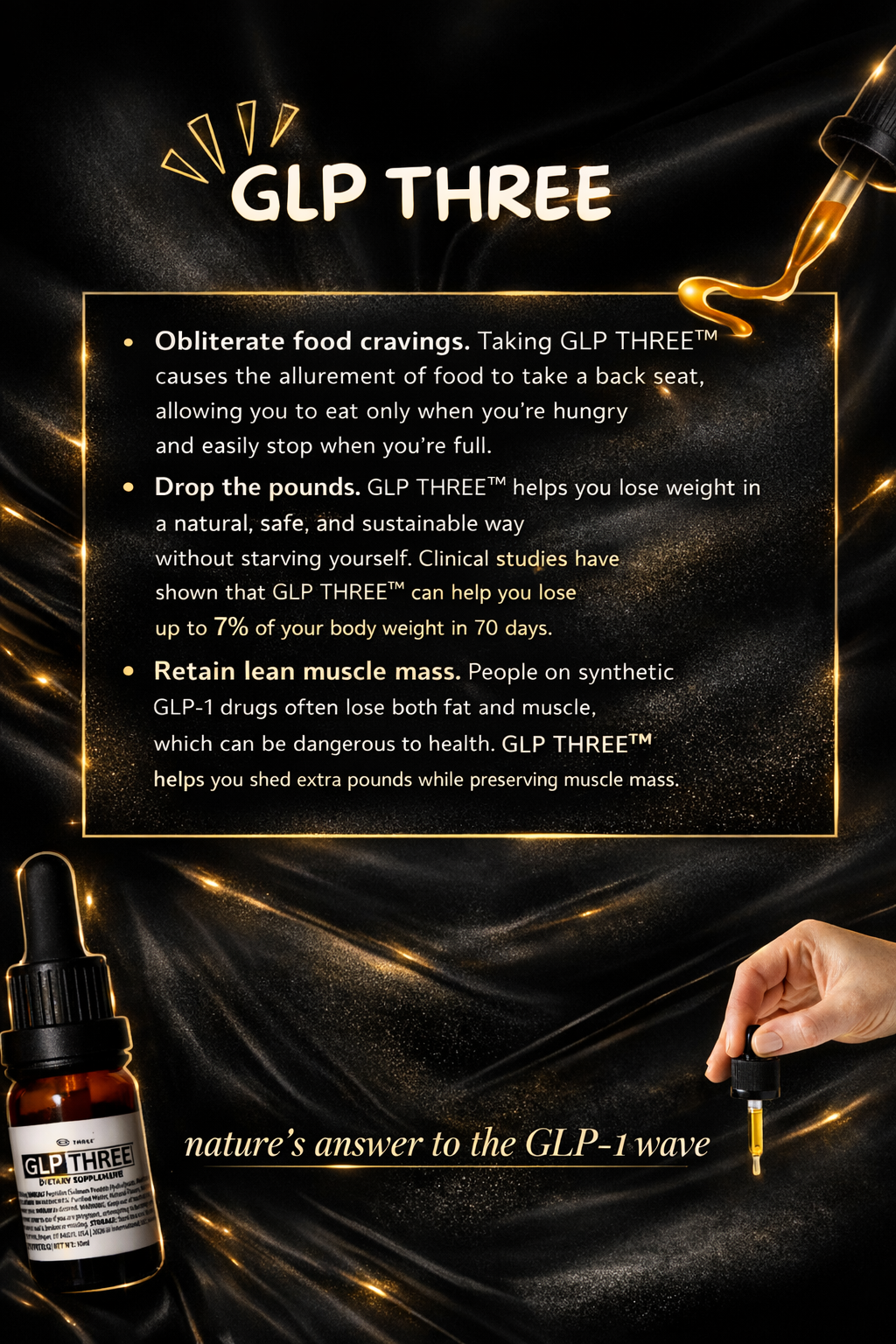 GLP THREE — obliterate cravings, drop the pounds, retain lean muscle